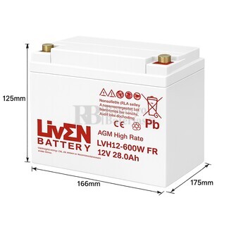 Bater�a 12 Voltios 28 Amperios LVHR12-600W | Liven Battery